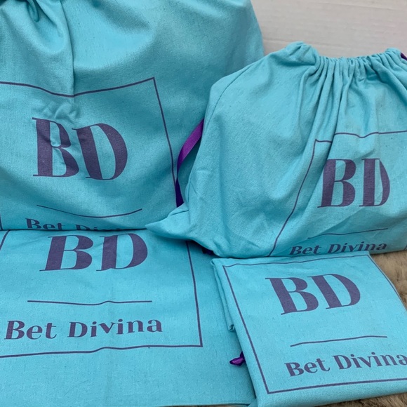 2 pcs bundle - Medium& Large teal Cotton-Canvas 100%washable dust bag -bundle - Picture 6 of 9